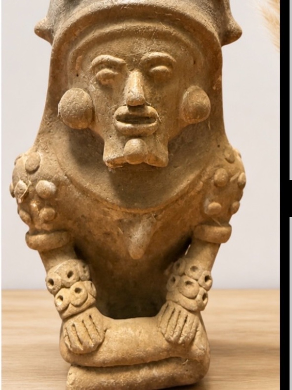 Handcrafted Tan Ceramic Tribal Statue - Home Art Decor